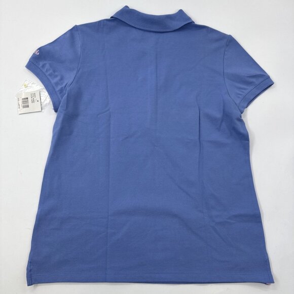 Vintage 90s Izod Polo Shirt Womens Large Blue Stretch 5-Button Preppy NEW - Picture 5 of 10